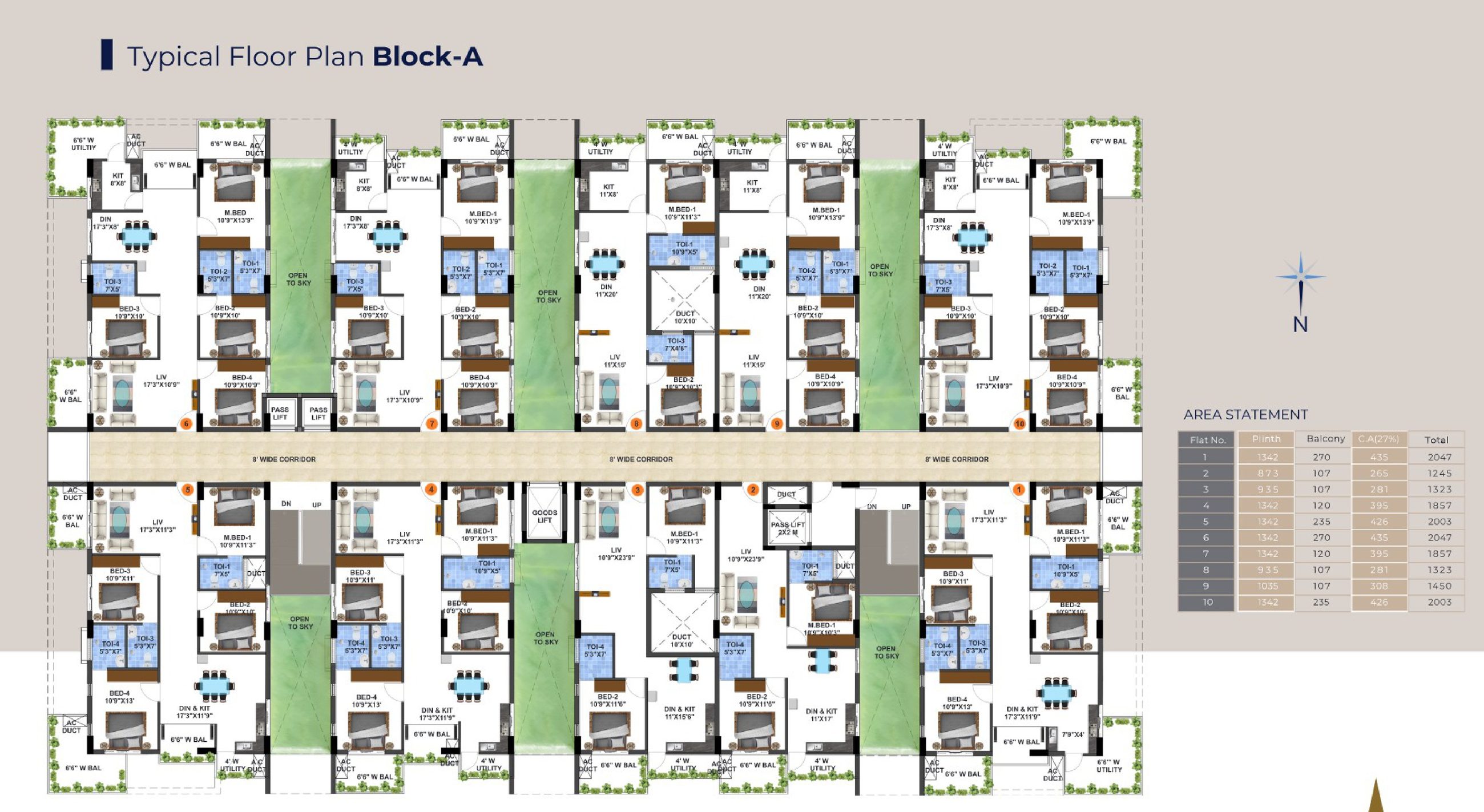 Typical floor plan Block A