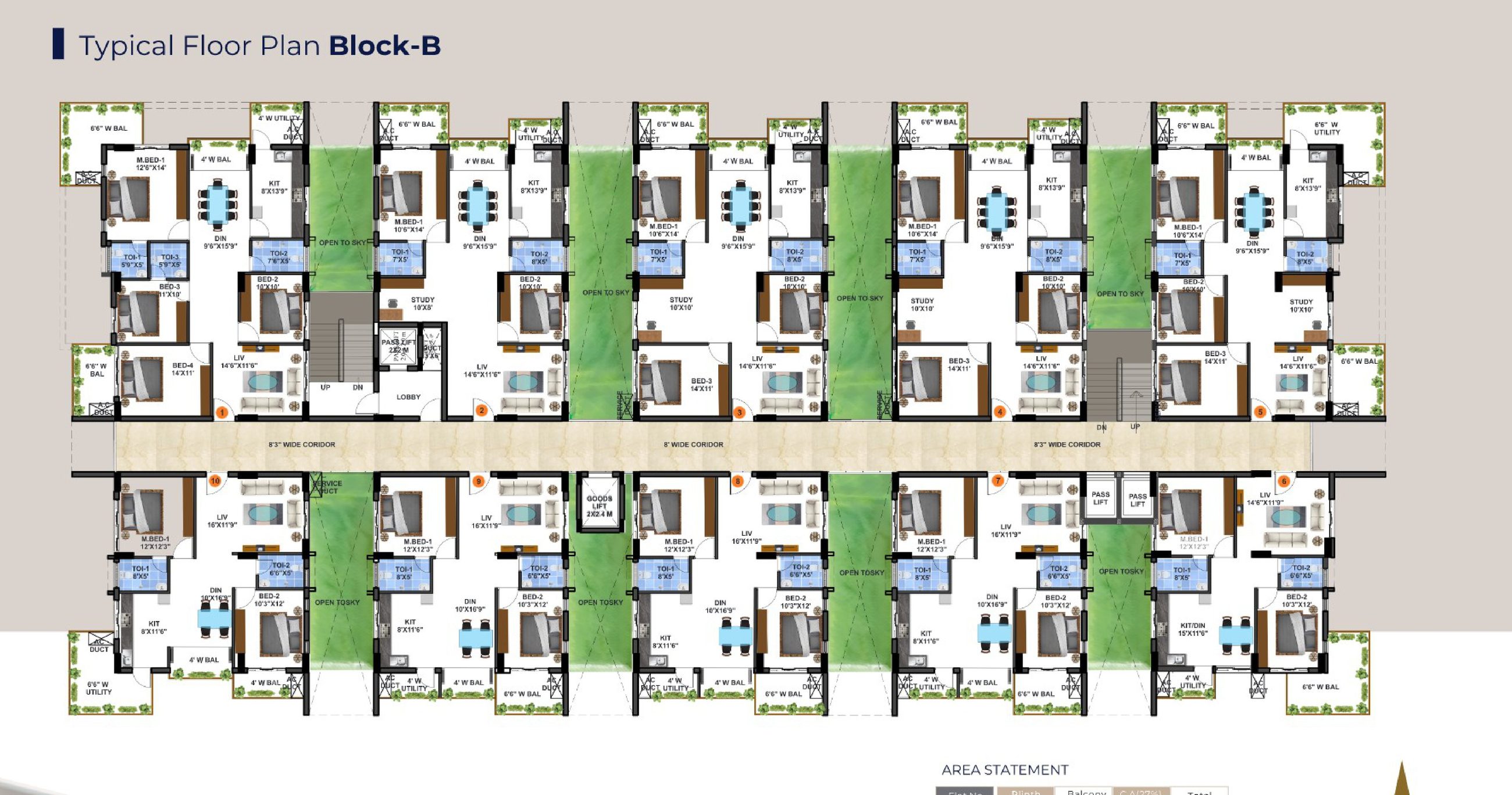 Typical floor plan Block B