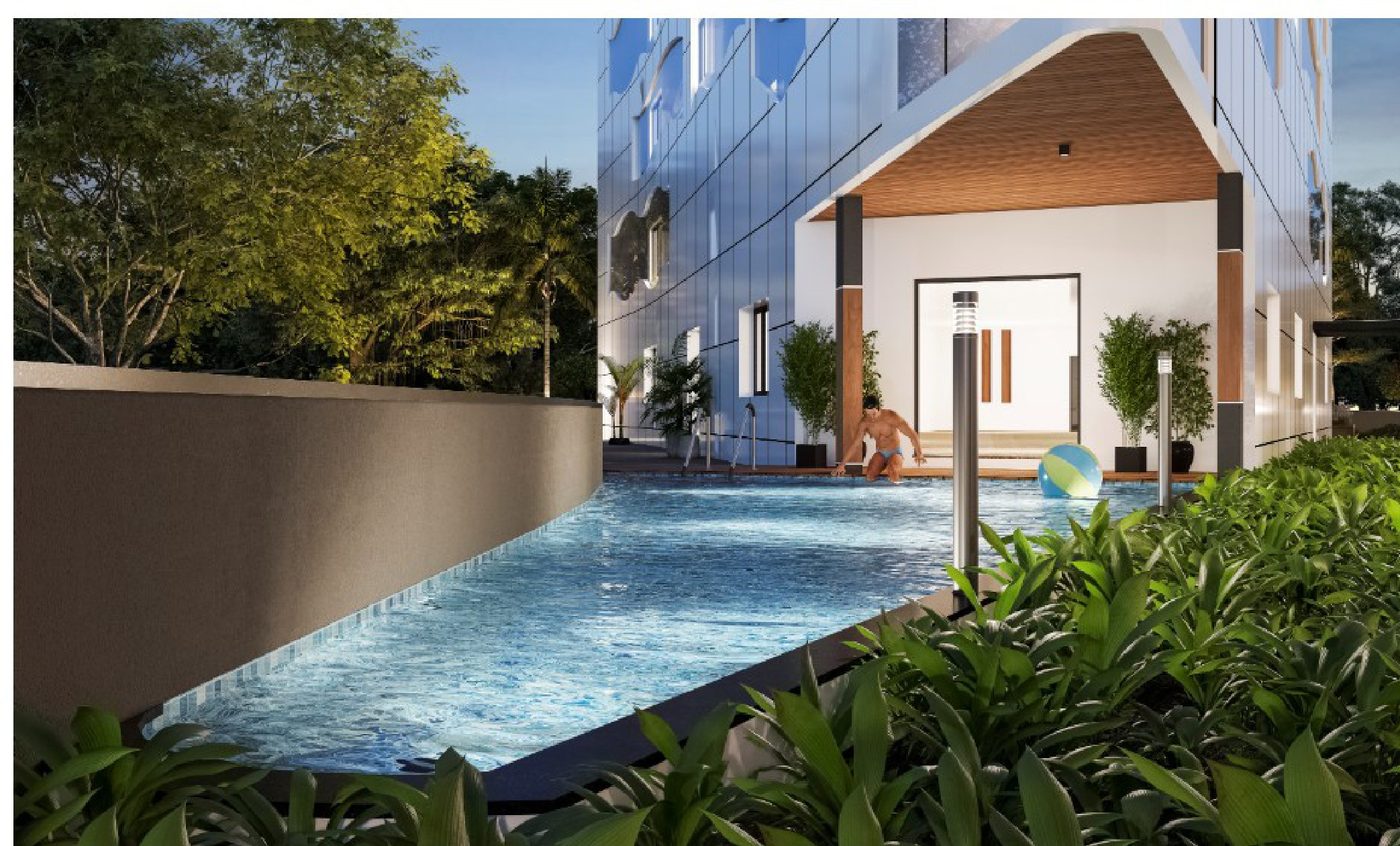 Semi-covered swimming pool